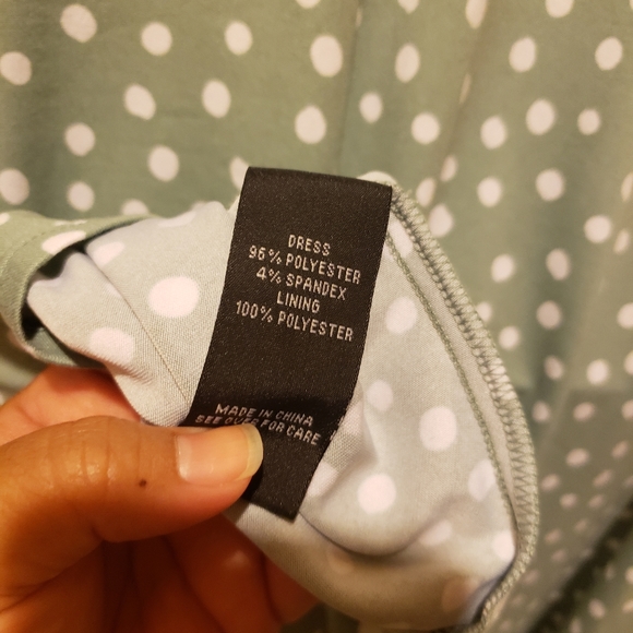 Sage Green Polka-dot Dress - Picture 5 of 5